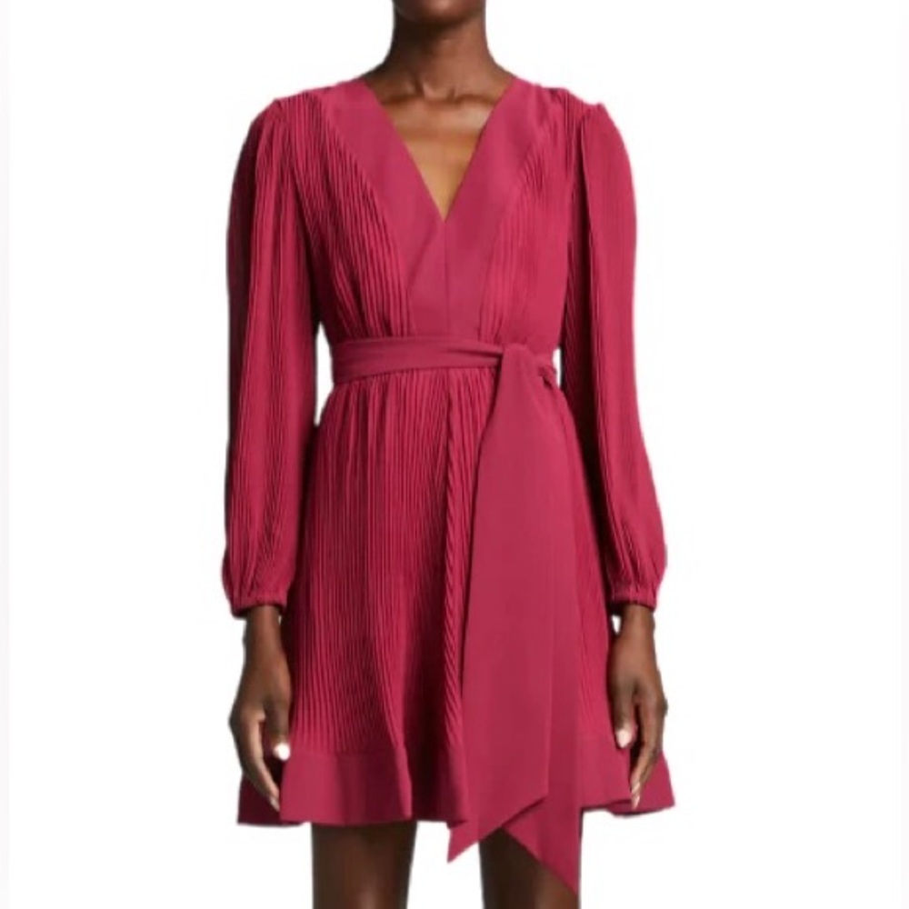 MILLY Burgundy Liv Pleated Dress Size 0